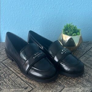 Karl Lagerfeld Paris Madlen Flats Black Leather Loafers – Women’s Size 5.5